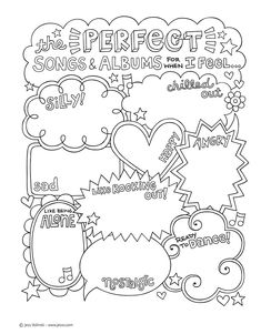 the perfect song and album coloring page for kids to print out on their own sheets