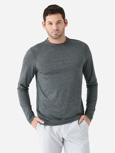 DESCRIPTION:Breathable long sleeve t-shirt with cooling technology.FEATURES:Crew NecklineStraight Hem4-Way StretchQuick-DryingCooling TechnologyAntimicrobial PropertiesPerformance Fabrication94% Nylon, 6% SpandexActive FitModel is wearing size Medium tee.Model's Measurements: Height: 6'1.5" | Waist: 31" | Inseam: 32" | Collar: 16" | Sleeve: 32" | Suit: 40L Technical Gray Long Sleeve Activewear, Gray Technical Long Sleeve Activewear, Midweight Long Sleeve Tops For Sports, Functional Long Sleeve Tops With Go-dry, Technical Gray Crew Neck Top, Casual Long Sleeve Moisture-wicking Shirt, Casual Crew Neck Long Sleeve Top For Sports, Gray Long Sleeve Sports Tops, Technical Midweight Long Sleeve Activewear