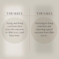 two circles with the words tawakul and tamaku in each one