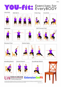 an exercise poster showing how to do exercises for every body, including sitting on a chair