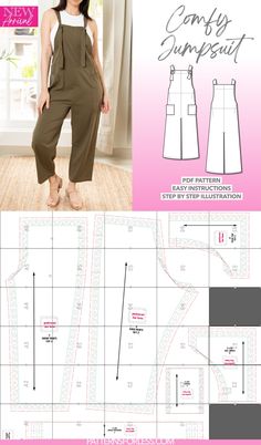 Overall Wide Leg Jumpsuit Sewing Pattern Sewing Patterns Free Clothes Women, Sewing Patterns Clothes Free Printable, Free Downloadable Sewing Patterns For Women, Womens Pdf Sewing Patterns, Maternity Jumpsuit Sewing Patterns, Trendy Sewing Patterns M Is For Make, Printable Sewing Patterns Pants, Pdf Sewing Patterns For Women, Free Apparel Sewing Patterns