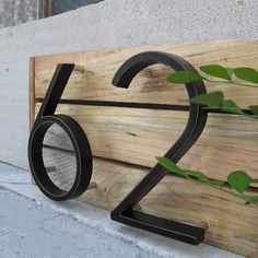 the number twenty five is displayed on a wooden board with plants growing out of it