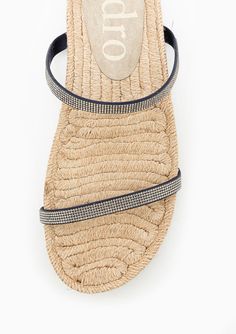 Pedro Garcia | Janna Sandal | Marina Satin – DIANI Summer Slide, Crystal Trim, Natural Jute, Hand Stitched, Slide Sandals, Silk Satin, Hand Stitching, Sundress, Spain