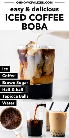 Make delicious and refreshing iced coffee with boba at home with my step-by-step directions. It’s so easy to make in just a few minutes! #icedcoffee #bobacoffee #bubbletea #coffeerecipes Boba At Home, Different Coffee Drinks, Mocha Recipes, Coffee Boba, Boba Recipe, Bubble Tea Recipe