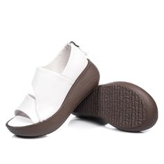 Summer Wedge Fish Toe Sandals |Obiono Cushioned Open Toe Wedge Sandals, White Slip-on Wedge Sandals For Summer, White Platform Wedge Sandals With Round Toe, Summer White Wedge Sandals With Removable Insole, White Platform Slip-on Sandals, White Slingback Sandals With Flat Heel, White Open Toe Casual Wedge Sandals, White Platform Wedge Sandals, White Slingback Sandals With Cushioned Flat Heel