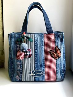 Tas Denim, Jean Bag, Handbag Sewing Patterns, Creative Bag, Upcycle Sewing