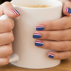 Flag Nail Art, American Flag Nails, Flag Nails, Usa Nails, Minx Nails