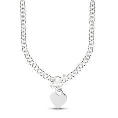 This sweet sterling silver necklace features a heart pendant dangling from a 16-inch link chain. Shining with a high polish finish, the necklace secures with a toggle clasp. Heart Toggle Necklace, Toggle Necklace, Necklace Clasps, Kay Jewelers, White Necklace, Accessories Jewelry Necklace, Necklace Sterling Silver, Toggle Clasp, Sterling Silver Necklace