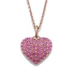 This heart-shaped pendant features a mosaic of pink natural sapphires that vary in shade  creating a subtle ombre effect. Crafted in romantic 14-karat rose gold  this necklace will add a beautiful pop of color to any look. Luxury Pink Heart Cut Necklace, Fine Jewelry Pink Heart Charm Necklace, Subtle Ombre, Ombre Pink, Jewelry Cleaning Solution, Platinum Jewelry, Make Your Own Jewelry, Filigree Design, Dynamic Design