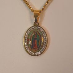 Virgin Mary/Guadalupe Necklace Gold Necklace Virgin Mary, Hispanic Necklace, Virgin Mary Jewelry, Latina Necklace, Virgencita Necklace, Mexico Necklace, Maria Necklace, Virgin Maria, Mary Guadalupe