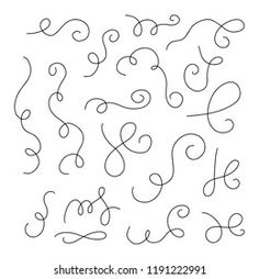 the set of hand drawn swirls on white background