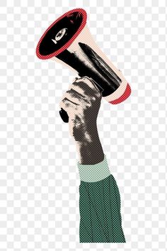 a person holding a megaphone up in the air