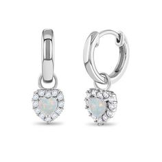 You will fall in love with the pretty details on these huggie hoop earrings for little girls. Crafted with the finest 925 sterling silver, and featuring delicate heart shaped stone at the center with clear cubic zirconia surrounding it; these earrings make for a great gift for someone special. Order this lovely pair for your little angel today and we'll include a sweet little gift box. Opal Birthstone, Heart Shaped Jewelry, Dangle Hoop Earrings, Earrings Hoop, Themed Jewelry, Huggie Hoop Earrings, Girls Earrings, Sterling Silver Hoops, Sterling Silver Heart