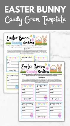 an easter bunny candy cram template with text