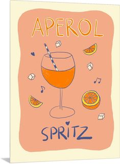 Metal Print entitled Aperol Spritz.  Multiple sizes available.  Primary colors within this image include Peach, Orange, Light Yellow, Muted Blue.  Made in USA.  All products come with a 365 day workmanship guarantee.  Archival-quality UV-resistant inks.  Canvas is designed to prevent fading.  Canvases have a UVB protection built in to protect against fading and moisture and are designed to last for over 100 years. Harmony Art, Mr Brainwash, Hamptons Coastal, Orange Light, Purple Art, Yellow Art, Orange Art, Aperol Spritz, Peach Orange