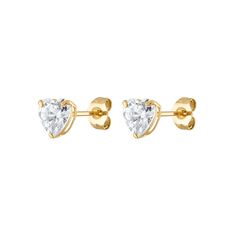 Heart Stud Earrings 14K Gold Product Details  Show off your style with these stunning stud earrings. These 14K Gold earrings are sure to turn heads and add a hint of luxury to any outfit! Indulge in a timeless classic and radiate sophistication. Solid 14K Gold - Crafted with only the finest materials made to last. Flawless Cubic Zirconia Stone Earring Back - Post earrings secure comfortably with friction backs. A Timeless Classic - A beautiful piece of jewelry that will never go out of style. Size: 5MM X 5MM Sold As a Pair Best of all... All our jewelry comes with a 30-day 100% money-back guarantee. This means if the jewelry is not as you thought you'll get every last cent refunded to you.  So what are you waiting for?   Click "Add To Cart" Before They're All Gone! Classic Heart Diamond Earrings For Formal Occasions, Classic Heart-shaped Diamond Earrings For Formal Occasions, Classic Heart Earrings With Prong Setting For Anniversary, Classic Heart Earrings With Brilliant Cut For Formal Occasions, Gold Heart Earrings With Brilliant Cut For Formal Occasions, Gold Brilliant Cut Heart Earrings For Formal Occasions, Classic Brilliant Cut Heart Earrings For Formal Occasions, Classic Round Diamond Cut Heart Earrings, Classic Diamond Cut Heart Earrings For Anniversary