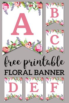 Banner For Birthday, Free Printable Banner Letters, Flower Banner, Free Printable Alphabet, February Activities, Free Printable Banner, Printable Alphabet Letters, Free Printable Letters