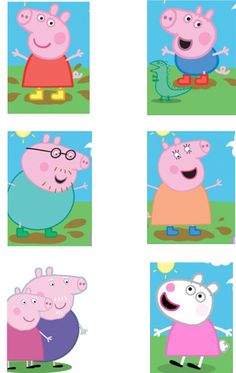 peppa pig characters in different poses