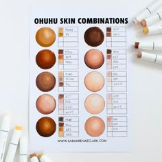 a sheet of paper with different types of skin combinations on it next to some crayons