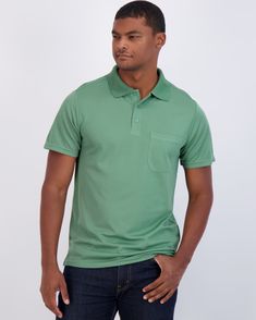 Superior design: Our Men's Short Sleeve Polo Shirts are crafted with premium materials and designed for maximum comfort and style. With a classic button collared design and front pocket, these shirts are perfect for any occasion from golfing to casual Fridays at the office. Benefits for the customer: Our Polo Shirts offer a quick dry fit and moisture-wicking technology that keeps you cool and comfortable all day long. Whether you're playing sports, running errands, or just relaxing at home, thes Green Collared Polo Shirt With Button Closure, Solid Color Casual Collar Polo Shirt With Button Closure, Classic Green Polo Shirt With Relaxed Fit, Classic Green Johnny Collar Tops, Classic Shirt With Polo Collar And Pockets, Classic Polo Shirt With Button Closure And Casual Collar, Classic Green Shirt With Polo Collar, Casual Fridays, Playing Sports