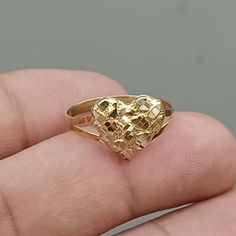 10kt Real Gold Heart Nugget Ring Weight 1.44 Gram Size 8 Ring Top Size 12.8*12 Mm Please Check The Picture Carefully Understand The Size Of Ring 14k Gold Heart Cut Ring, Gold Heart Ring With Diamond Cut For Promise, 14k Gold Heart Cut Heart Ring, 14k Gold Heart Cut Hallmarked Heart Ring, 14k Gold Heart Ring With Hallmark, Yellow Gold 14k Stamped Heart Cut Ring, Yellow Gold Heart Cut Ring Stamped 14k, Gold Heart Ring With Diamond Cut Fine Jewelry, Yellow Gold Heart Ring With Diamond Cut