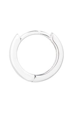 Handcrafted in polished 14-karat white gold, these petite everyday hoops hug your ears for a tailored look. 3/8" hoop diameter 14k gold Imported Everyday Huggie Earrings With Shiny Finish, Timeless Round Huggie Earrings With Polished Finish, Classic Halo Huggie Earrings As Gift, Small Hoop Single White Gold Earring, Classic Small Hoop Huggie Earrings With Halo, Modern White Gold Halo Earrings, Everyday White Gold Huggie Rings, Shiny Finish Hoop Huggie Earrings For Everyday, Everyday Shiny Huggie Hoop Earrings