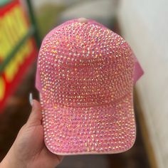 Rhinestone Pink Hat. This Hat Can Be Adjusted. Very Beautiful! Spring Rhinestone Hats, Spring Hats With Rhinestones, Trendy Party Hats With Rhinestones, Trendy Rhinestone Party Hats, Trendy Rhinestone Hats For Spring, Trendy Summer Hats With Rhinestones, Trendy Rhinestone Baseball Cap, Trendy Rhinestone-embellished Cap, Trendy Rhinestone Cap