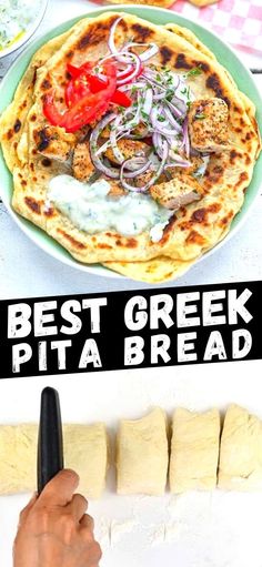 the best greek pita bread recipe is ready to be cut into pieces and served