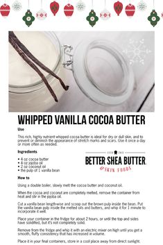 the recipe for whipped vanilla cocoa butter