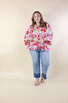 Move to the music in this adorable new top! It includes a deep v neckline, an elastic waist to create a peplum style body, drop sleeves, and so much style. Pair it with Judy Blue Jeans and sandals for a Spring time look! Available in sizes small to 3XL. Model: Abby is wearing a size large. Maci is wearing a size 2XL. Nancy is wearing a size 2XL. Size Suggestions and Measurements: Small: 2-6 | Bust: 18 inches across the front waist band | Length: 25 inches Medium: 8-10 | Bust: 19 inches across th Spring V-neck Top With Elastic Waistband, V-neck Spring Vacation Tops, V-neck Tops For Spring Vacation, V-neck Tops For Vacation In Spring, Spring Casual Flowy V-neck Top, Spring Vacation V-neck Top, Spring V-neck Top For Day Out, Casual Spring Tops With Elastic Waistband, Spring V-neck Top For Day Out With Relaxed Fit