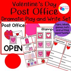 valentine's day post office and writing set for kids to practice their writing skills