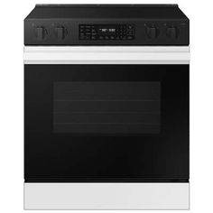 a black and white oven with the door open