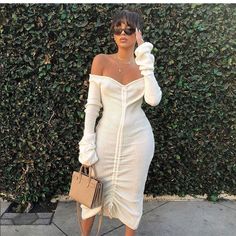 Autumn Winter V-neck Off Shoulder Dress Women Fashion Casual White Black Long Sleeve Drawstring Elegant Beach Dresses for Femme Ribbed Knit Bodycon Dress, Club Party Dress, Maxi Bodycon Dress, Paris Mode, Club Party Dresses, Fashion Weeks, Club Party, Club Dresses, Outfits Casuales