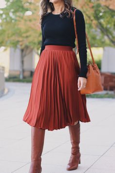 Cognac Boots and Midi Skirt + best weekend sales ~ Lilly Style