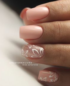 Simple Wedding Nails, French Pedicure, Floral Nail Designs, Wedding Nails Design, Nail Art Wedding, Bridal Nails, Floral Nails, Fancy Nails, Short Acrylic Nails