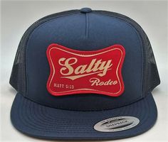 Salty Rodeo Five panel Yupoong in Royal Blue Mesh. All hats are well packed in a new box. Salty Rodeo Hats, Rodeo Hats, Rodeo Hat, Trash Fashion, Customized Shoes, Western Stuff, Country Hats, Flat Bill Hats, Western Wear Outfits