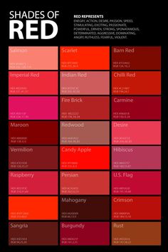 the shades of red are shown in this graphic style, with different colors and sizes