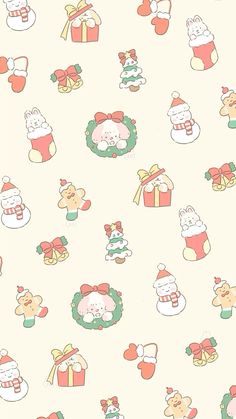 an image of christmas wallpaper with teddy bears