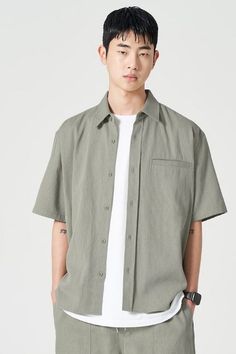 KOODING carries the latest 8seconds casual shirts. KOODING is the global leading shopping website in providing authentic Korean fashion, beauty and lifestyle items, including clothing, cosmetics, shoes, accessories, and bags in affordable, fast, easy, and safe way. Casual Khaki Button-up Short Sleeve Shirt, Casual Khaki Cotton Shirt, Casual Short Sleeve Shirt For Gatherings, Casual Green Short Sleeve Shirt With Pockets, Casual Short Sleeve Shirt For Everyday, Green Casual Short Sleeve Shirt With Pockets, Casual Solid Color Short Sleeve Shirt, Khaki Cotton Short Sleeve Shirt For Spring, Casual Khaki Shirt With Relaxed Fit