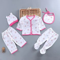 Newborn Cotton Five Piece Set Wholesale Baby Clothes Manufacturers – PrettyKid 5 Piece Suit, Old Baby Clothes, Pink Newborn, Childrens Clothing Boutique, Baby Christmas Outfit, Carters Baby Boys, Kids Boutique Clothing, Infant Clothing