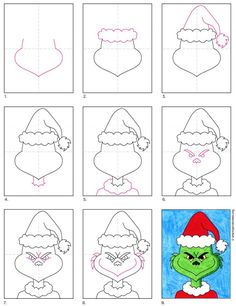 how to draw the grin face for christmas