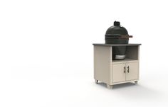 an outdoor bbq with cabinet and cupboard on white background, 3d illustration stock photo