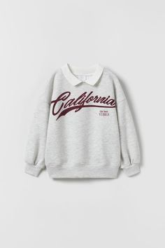 FLOCK “CALIFORNIA” POLO COLLAR SWEATSHIRT - Gray marl | ZARA United States Zara Sweatshirt, Slogan Sweatshirt, Plain Sweatshirt, Mock Neck Sweatshirt, Contrast Hoodie, Color Block Sweatshirt, Heart Sweatshirt, Polo Sweatshirt, Striped Sweatshirts