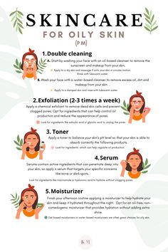 Oily Skin Night Routine, Good Skincare Routine For Oily Skin, Skincare Routine For Oily And Acne Prone Skin, How To Treat Oily Skin Faces, Night Routine For Oily Skin, Oily Textured Skin Care Routine, Skin Care Regimen For Oily Skin, How To Make Skin Less Oily, Night Skin Care Routine For Oily Skin