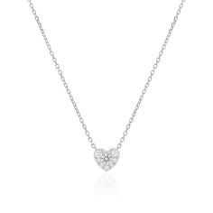 Add an elegant touch to your neck look with our new Pave Diamond Heart Necklace, featuring a round diamond surrounded by several graduating round diamonds for the ultimate illusion of a sparkling heart! 18K White Gold1 Round Brilliant White Diamond at 0.11 Carats 9 Round Brilliant White Diamonds at 0.14 Carats Total WeightHeart Measures: 6 millimeters Adjustable Chain Length: 16-17-18 inches Lobster Clasp// Diamond Heart Necklace For Wedding, Wedding Heart Necklace With Diamond Accents And Round Cut, Classic Single Cut Diamond Necklace For Valentine's Day, Diamond White Solitaire Necklace With Brilliant Cut Heart Pendant, Brilliant Cut Diamond White Solitaire Necklace With Heart Pendant, Wedding Heart Necklace With Diamond Accents, Classic Round White Gold Heart Necklace, Diamond Heart Pendant Solitaire Necklace For Wedding, Wedding Heart Pendant Necklace With Single Cut Diamonds