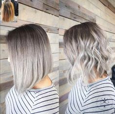 We can't get enough silver! On pre lightened level 9 hair, Jeffrey Robert used (base) #KenraColor Demi-permanent 4A, 7SM + 10 volume. Midstrand: 8SM + 10 volume. Ends: 10SM + 10 volume. #MetallicObsession Blond Cenușiu, Trendy We Fryzurach, Gray Balayage, Gorgeous Gray Hair, Hot Hair Colors, Balayage Hair Blonde, Hair Color For Women, Winter Hair Color, Short Hairstyle