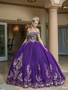 Dancing Queen - 1596 Embroidered Off Shoulder Ballgown – Couture Candy Purple Quinceanera Dress, Purple Quinceanera, Dancing Queen Dresses, Ethereal Gown, Purple Quinceanera Dresses, Quince Dress, Sixties Fashion, Quinceanera Dress, Ball Gown Skirt