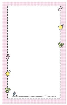 a pink and white frame with butterflies on the border, in front of a checkered background