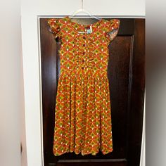 New With Tags, Retro Style Dress. Soft, Drapy, Woven Material. Zipper Closure. I Believe It Runs Small. Chest Measuring 15.5”, Waist Measuring 14.25” Laid Flat. Character Counts, Retro Style Dress, Jane Dress, Matilda Jane, Gold Orange, Small Chest, Orange Gold, Matilda, Style Dress