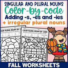 the color by code worksheet for fall and winter with an image of a reindeer holding